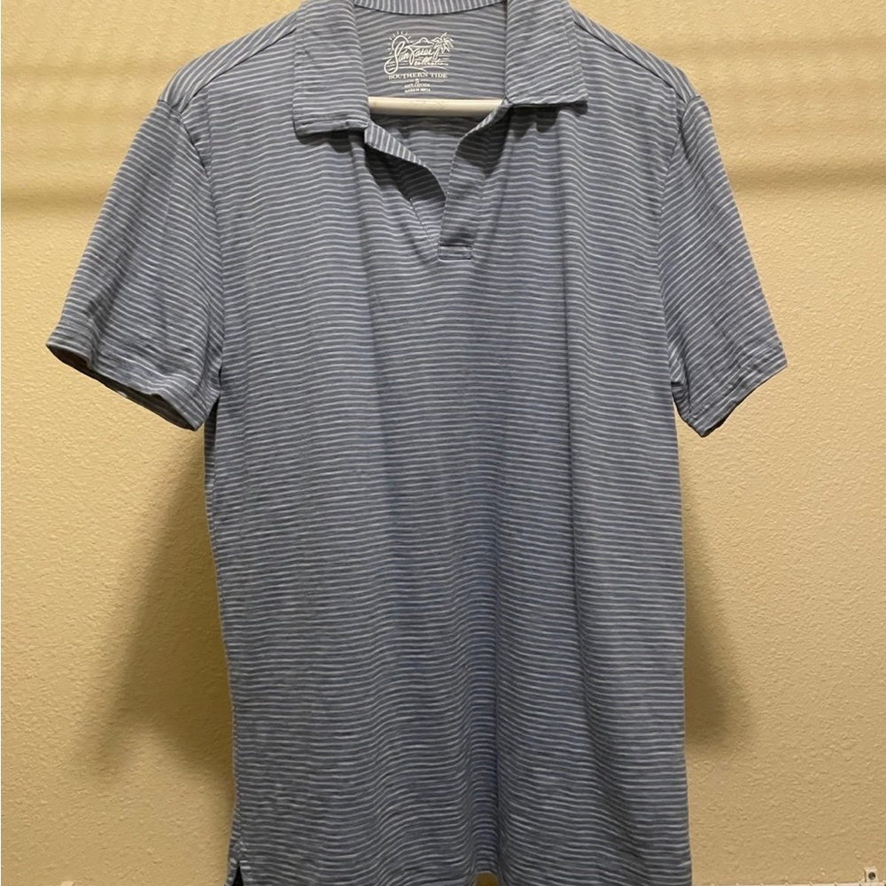 Men's Southern Tide Blue Striped Polo Shirt